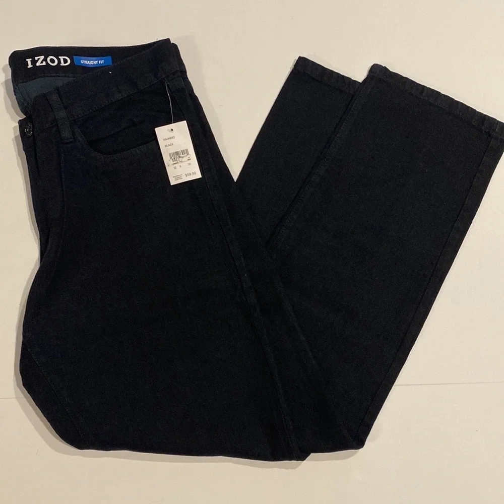 Izod SZ 34 x 30 Black Slim Straight Fit Denim Jeans New D23 - Picture 6 of 14